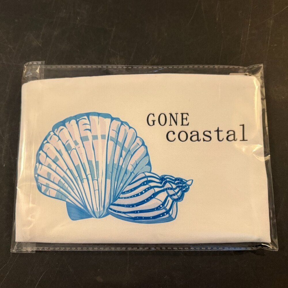 Gone Coastal Print Canvas Cosmetic Bag New (135)